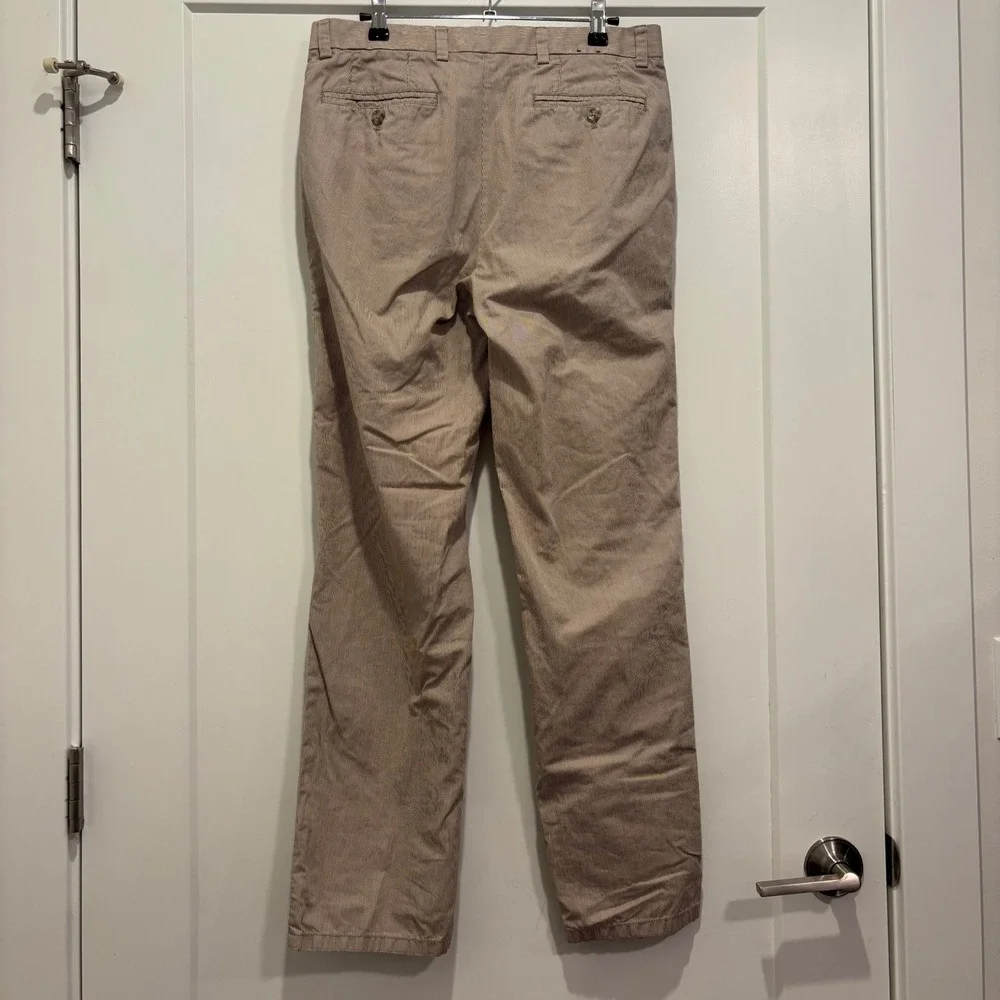 Black Brown 1826 Mens Chino Pants Tan White Micro Stripe Straight Leg 30x30